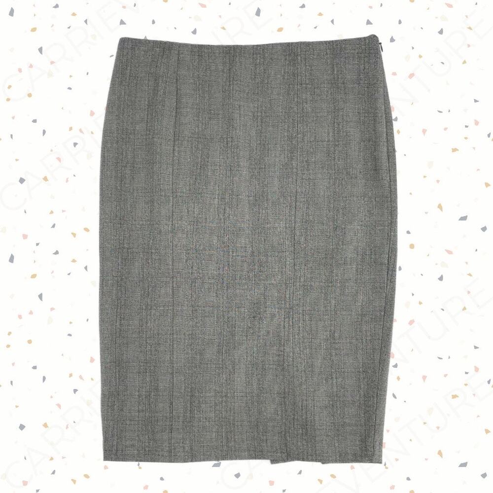Grey Plaid Skirt Office Attire Neutral Corporate Style Donna Ricco Size 6